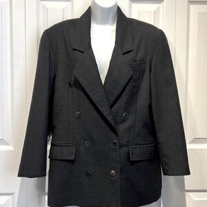 Vintage‎ TC Petites 100% Virgin Wool Grey Blazer Size 8P